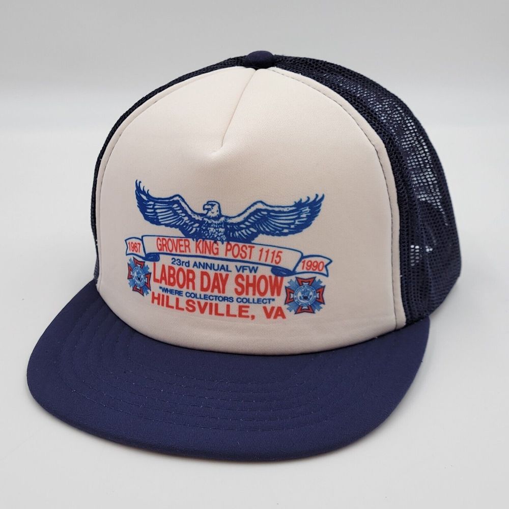 Vintage 23rd Annual VFW Labor Day Show Hillsville VA Foam Blue Mesh Snapback Hat